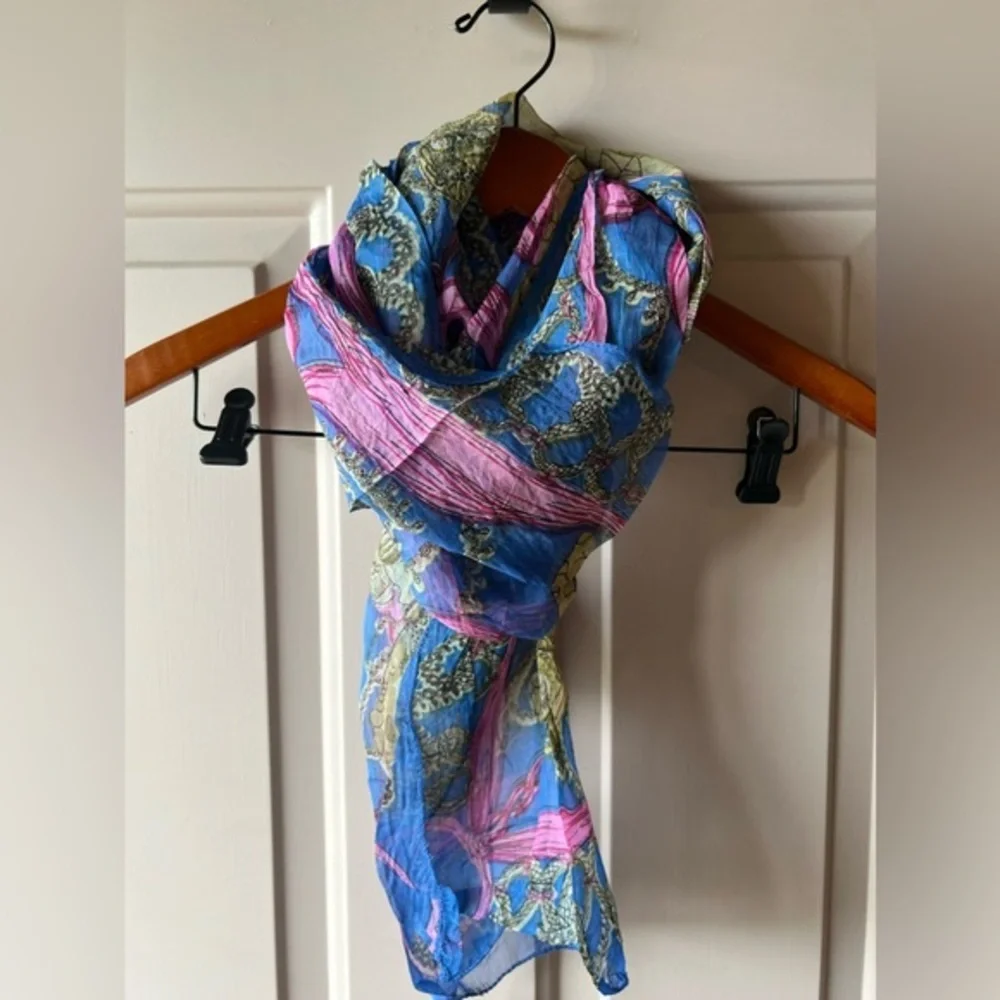 Raj Anthropologie Turquoise Butterfly Silk Scarf DEAD STOCK Y2K 19”x72” New 1466